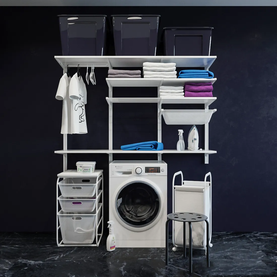 furniture – Washing machine set 01 3ds Max