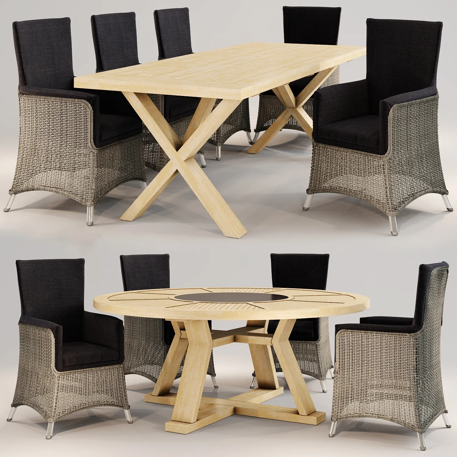 furniture – Wicker chair and two tables Brafab 3ds Max