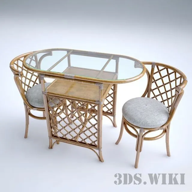 furniture – Wicker furniture table and chair 3ds Max