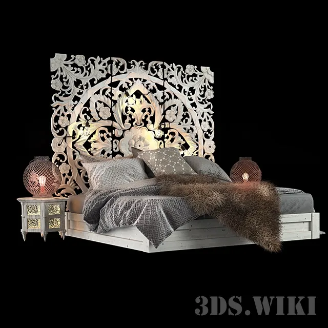 furniture – Wooden bed in classic style 3ds Max