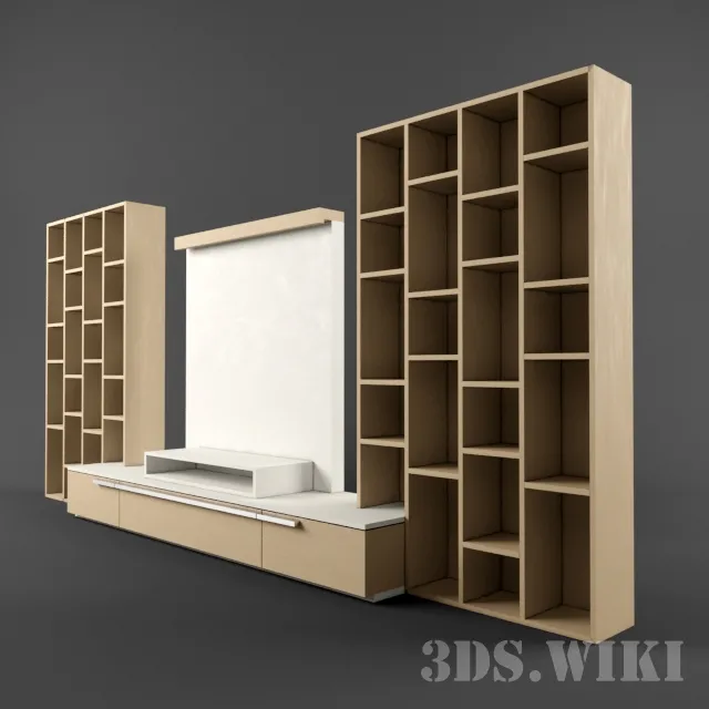 furniture – Wooden cabinet showcase with place for TV 3ds Max