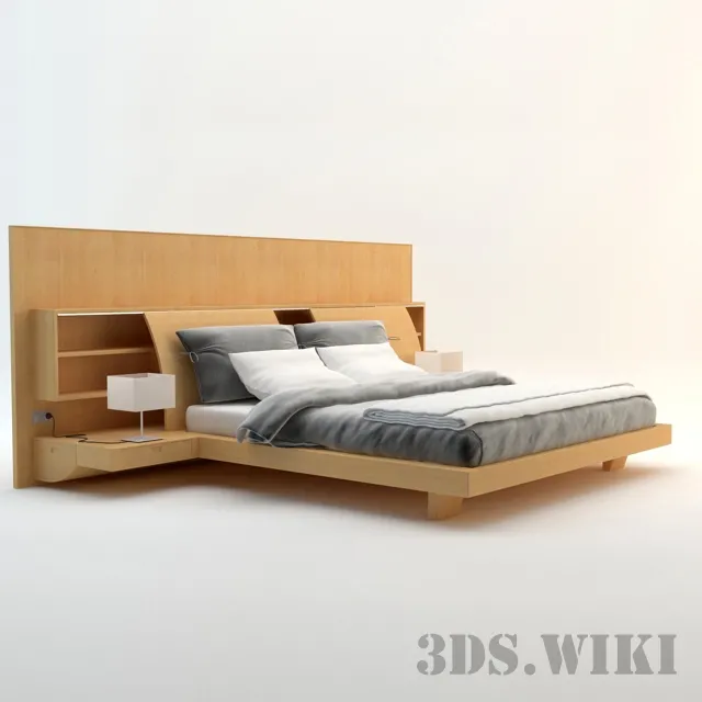 furniture – Wooden double bed 3ds Max