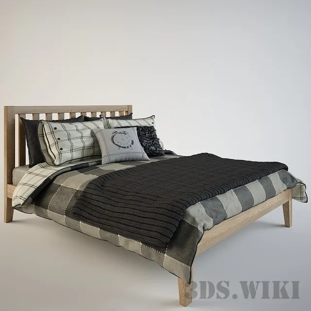 furniture – Wooden Oak Bed 3ds Max