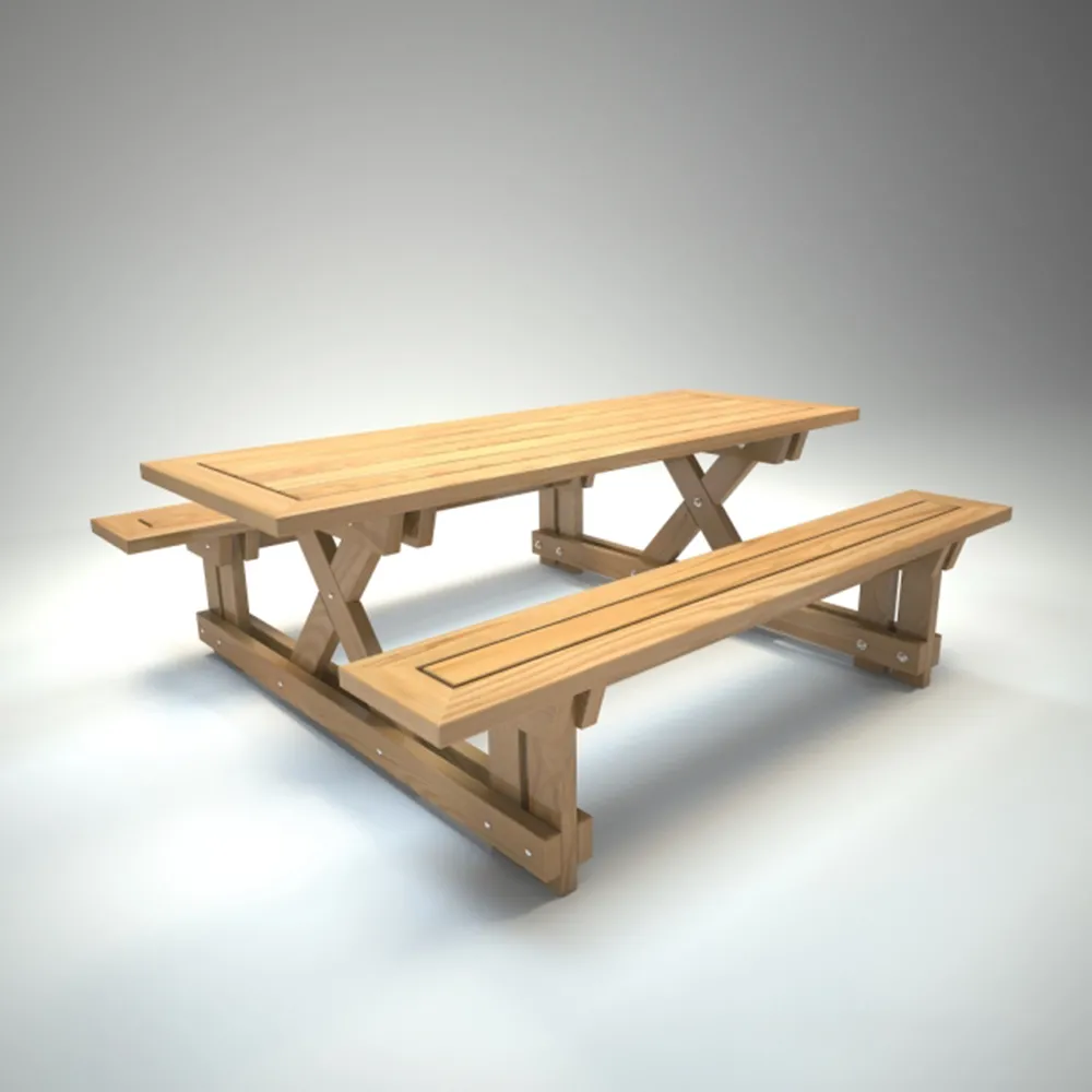 furniture – Wooden table and benches 3ds Max