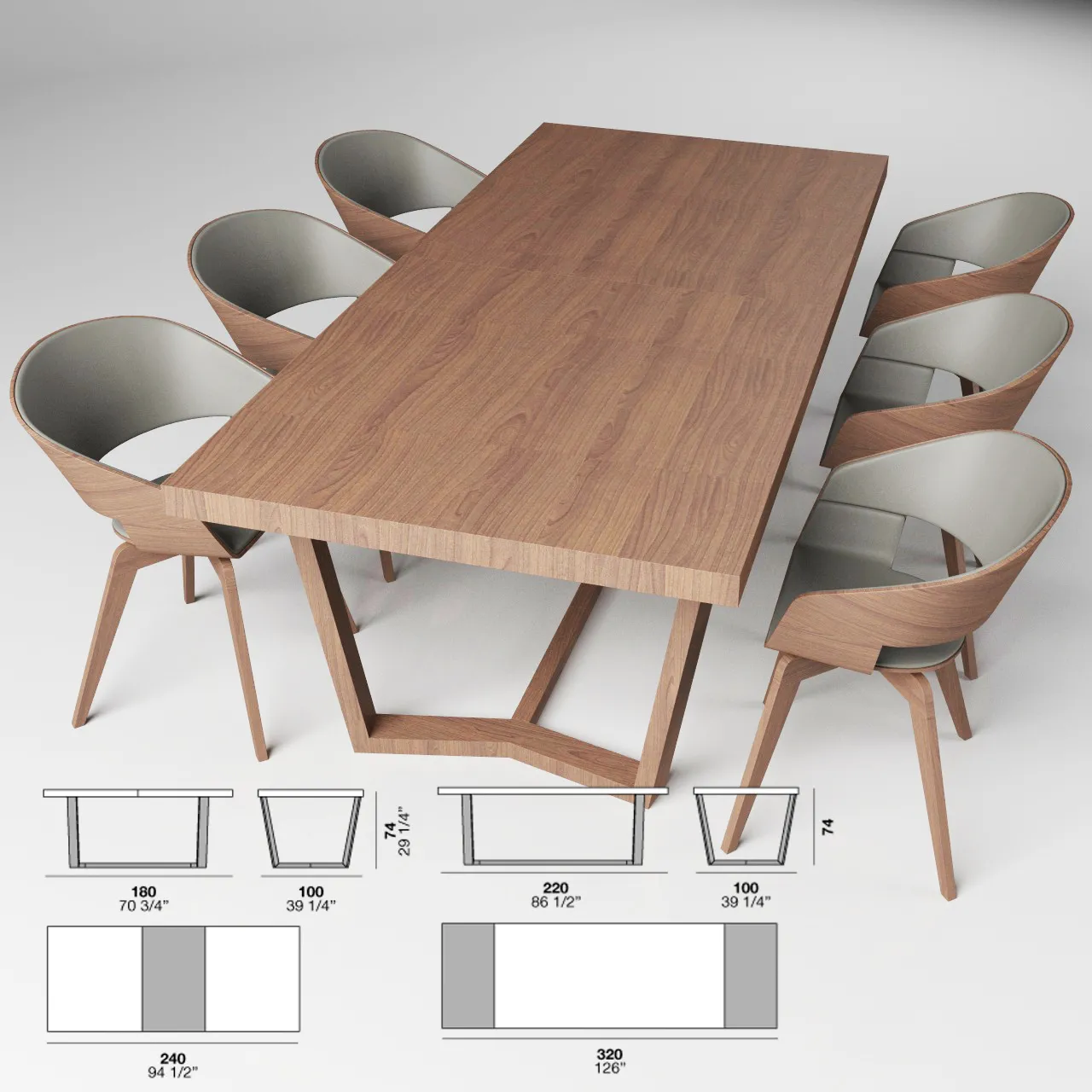 furniture – Wooden table with chairs 07 3ds Max
