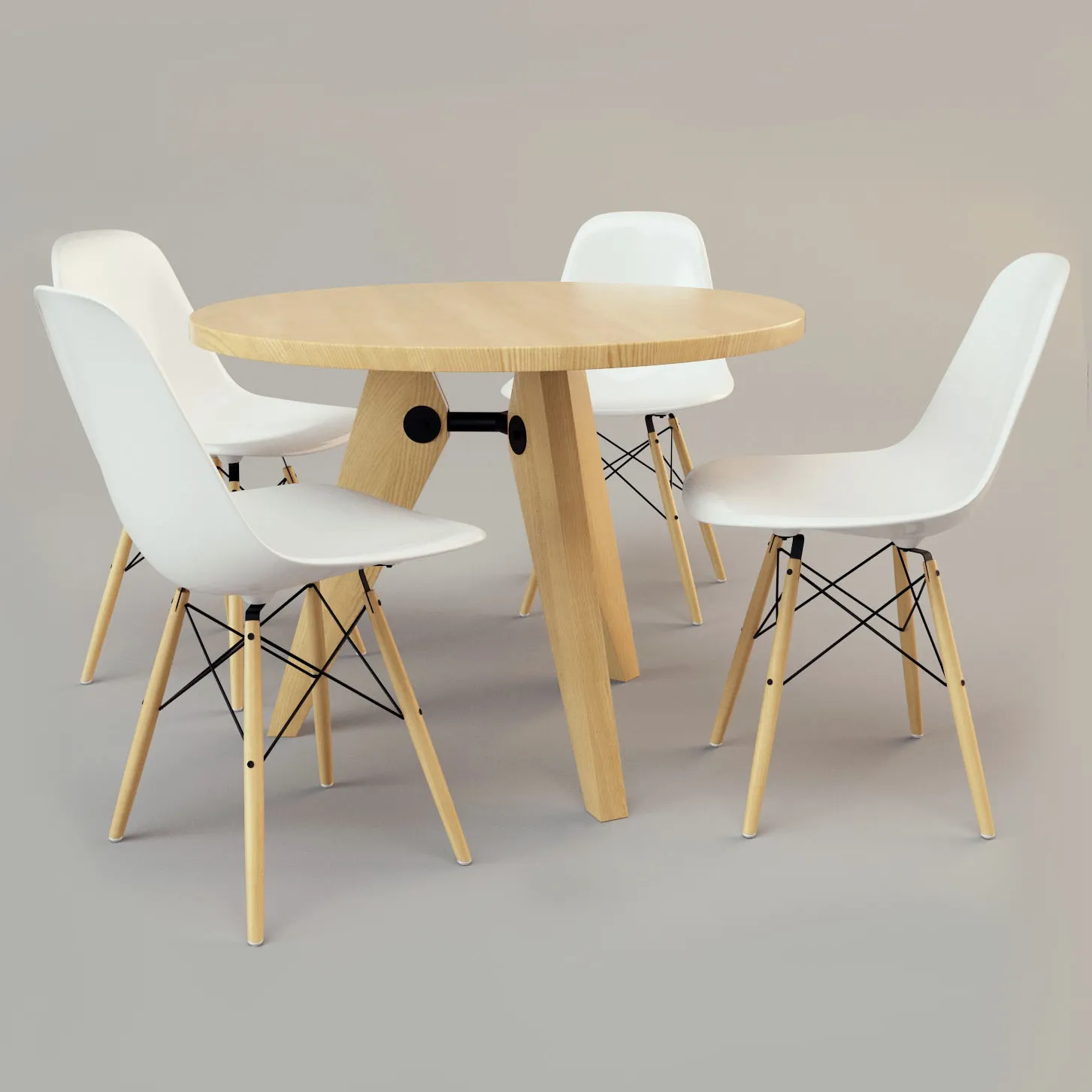 furniture – Wooden table with chairs 3ds Max