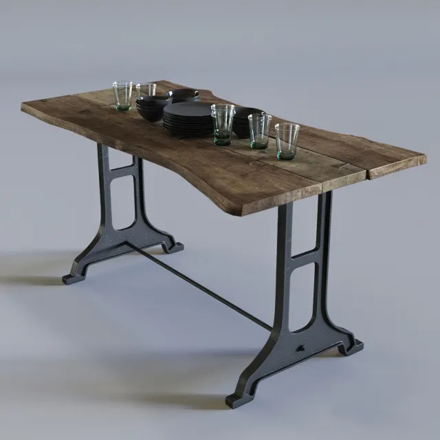 furniture – Wooden table with kitchen set 05 3ds Max
