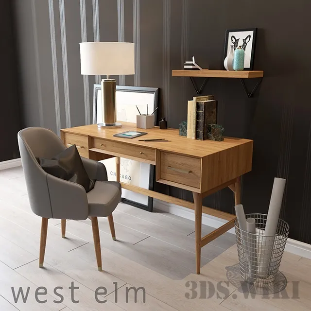 furniture – Work table with a chair and other items 3ds Max