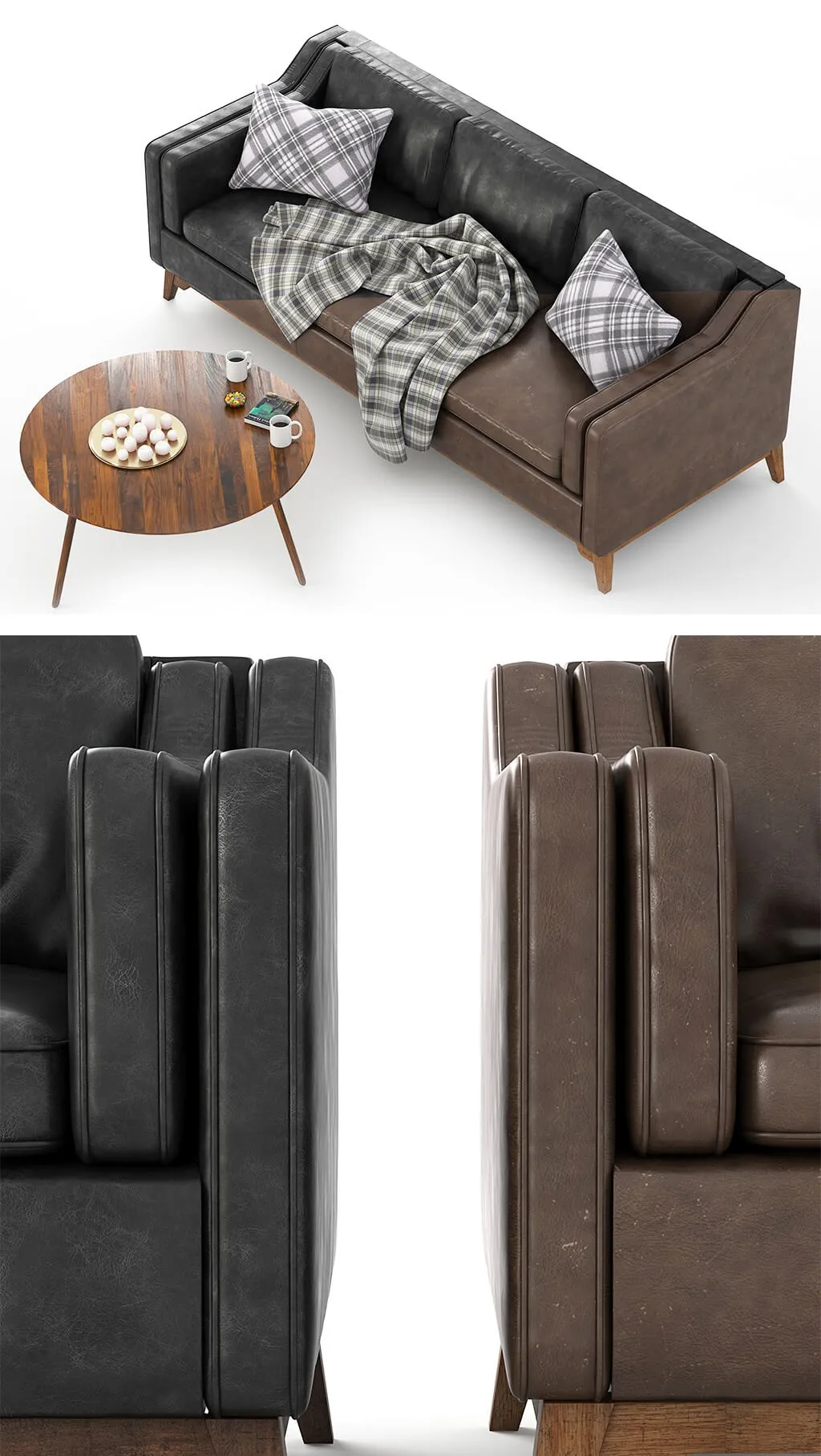 furniture – Worthington Sofa and Coffe Table Amoeba 3ds Max