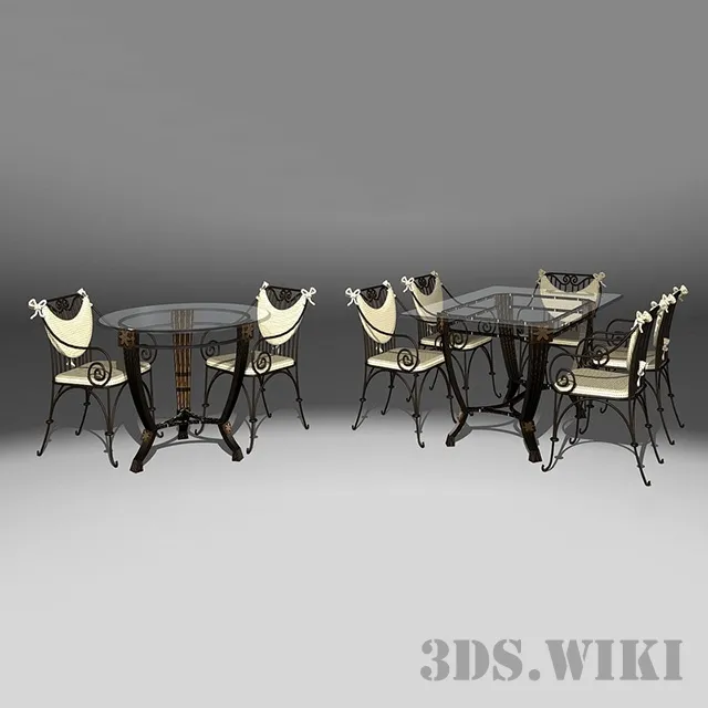 furniture – Wrought iron dining tables and chairs 3ds Max