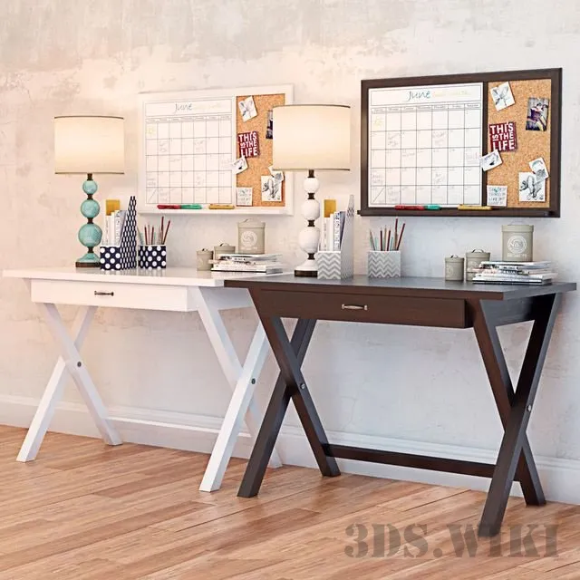 furniture – X Frame Desk PBTEEN and decor 3ds Max