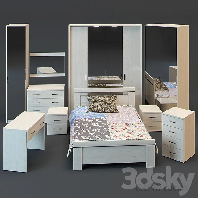 furniture_fo_ bedrooms_CAPRI pine 3DSMax File