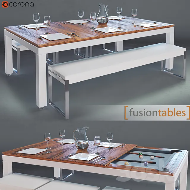 FUSIONTABLES METAL LINE Dining pools 3DS Max Model