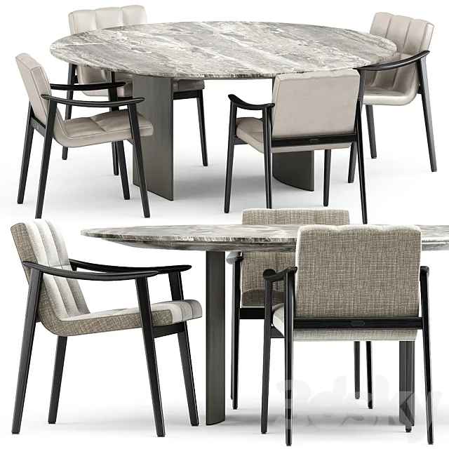 FYNN chair and LINHA DINING TABLE by Minotti 3DSMax File