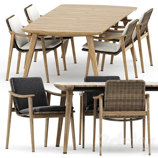 Fynn Outdoor chair and Fynn Dining Outdoor table by Minotti 3DSMax File