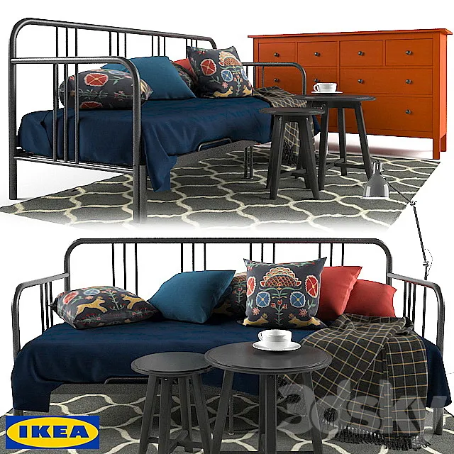 FYRESDAL-IKEA Daybed & HEMNES-IKEA 8-drawer dresser 3DS Max Model