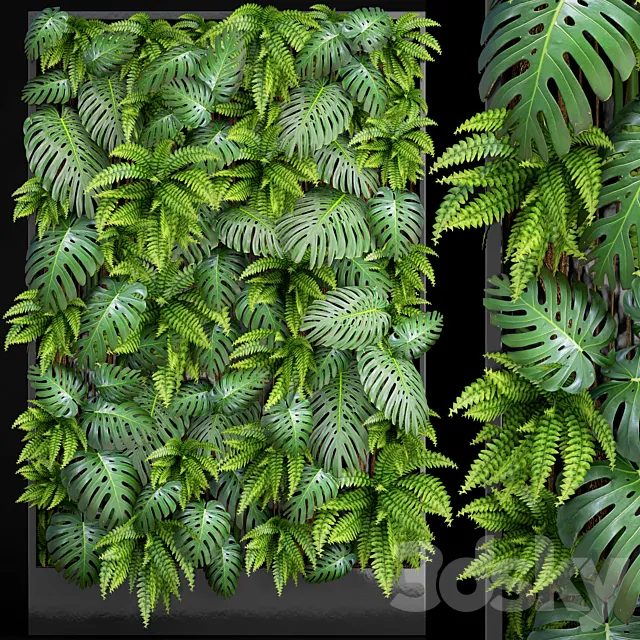 Fytowall 1. Vertical garden phytowall phytomodl landscaping green picture bush wall decor branches monstera fern eco eco decor loft 3DS Max Model