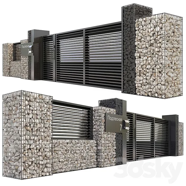 Gabion fence 3ds Max