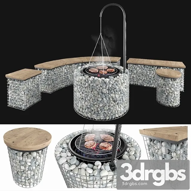 Gabion Fireplace Benches 1 3dsmax Download