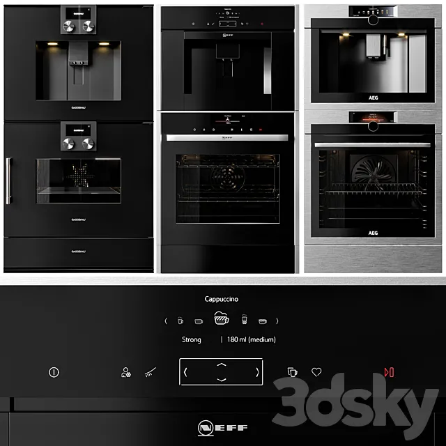 GAGGENAU AEG and NEFF double oven and coffeemaker collection 3DS Max Model