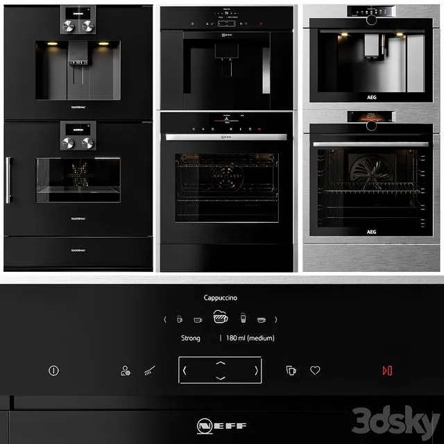 GAGGENAU AEG and NEFF double oven and coffeemaker collection 3dsMax Model