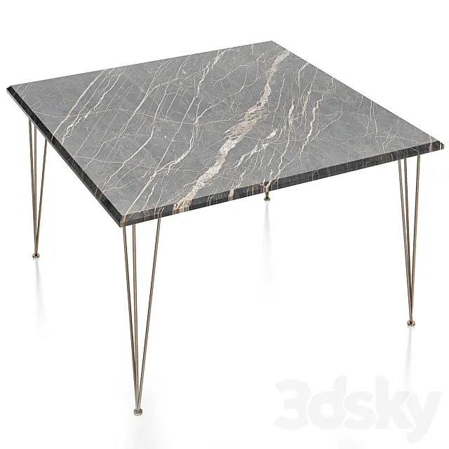 Gam Home FLAMINGO SQUARE COFFEE TABLE WITH COPPER LEGS 3ds Max