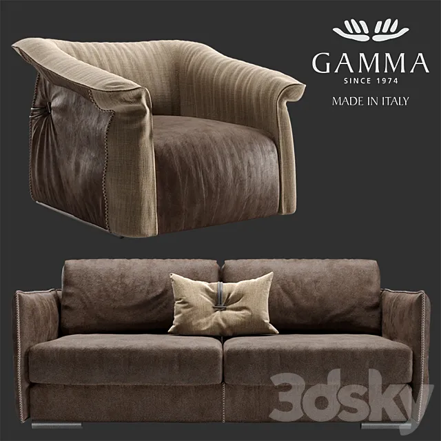 GAMMA Alfred sofa and Charlotte chair 3DSMax File