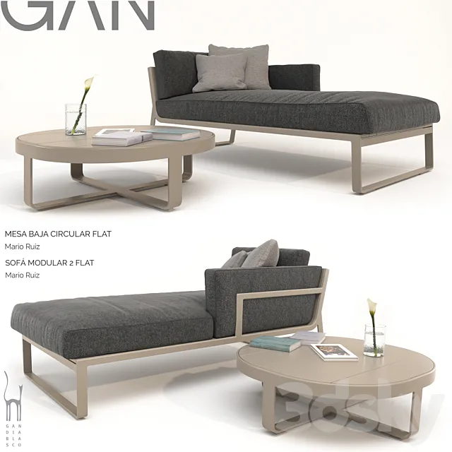 Gandia Blasco Modular Flat Sofa set 3DS Max Model