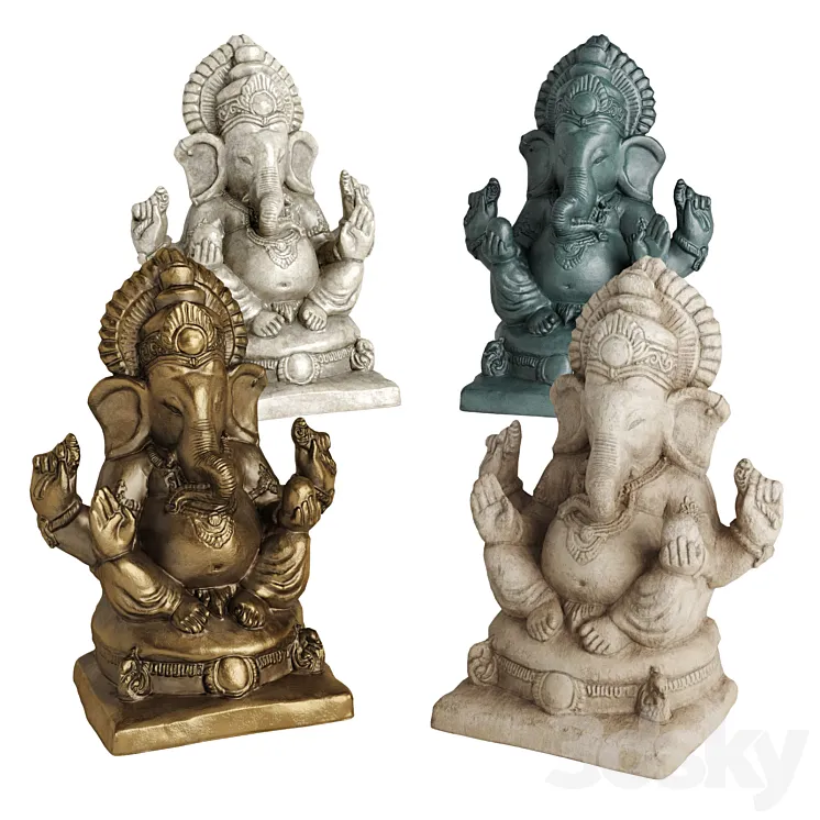 Ganesha sitting sculpture 3DS Max