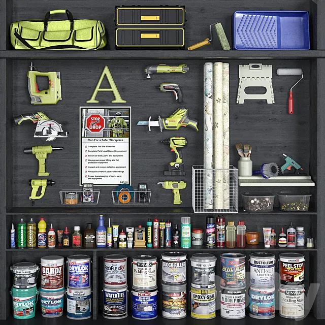 garage tools set 10 3DS Max Model