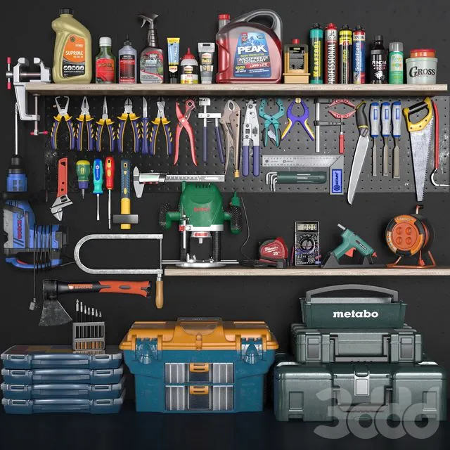 garage tools set 3 3dsMax Model