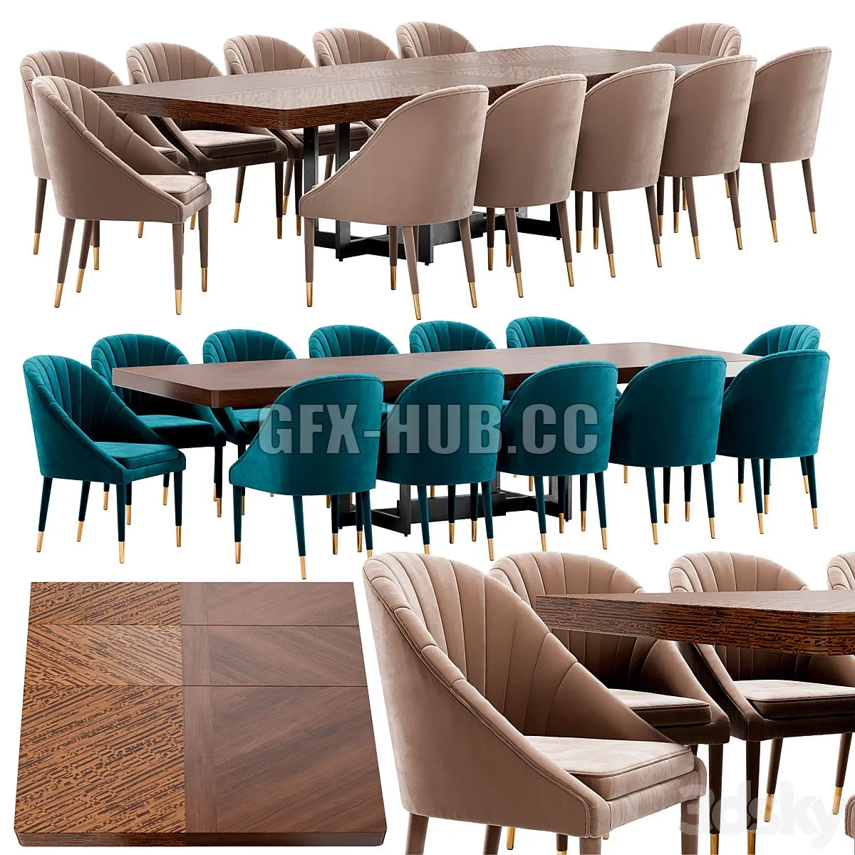 Garda Decor dining chair and Santa Barbara table 3dsMax Model