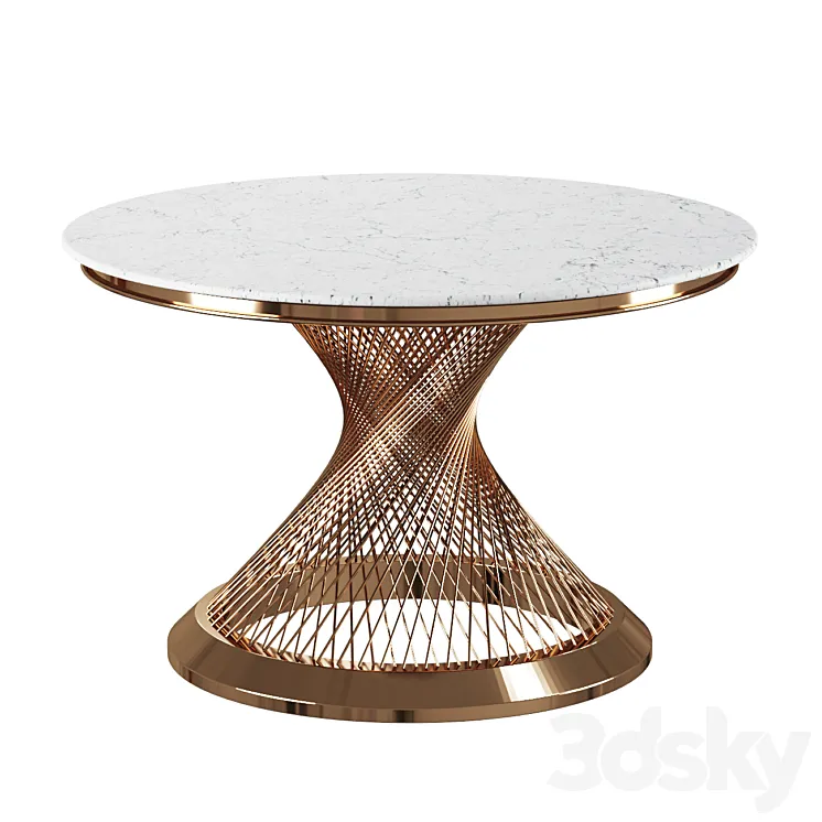 Garda Decor DINING TABLE ROUND ARTIFICIAL MARBLE \/ GOLD 3DS Max Model
