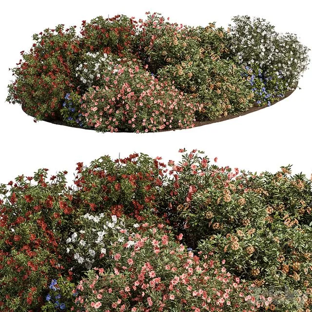 Garden colorful Flower Bush – Set 452 3dsMax Model