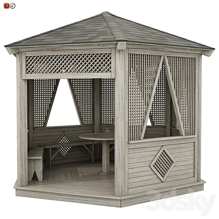 Garden Gazebo made of wood 04 3DS Max