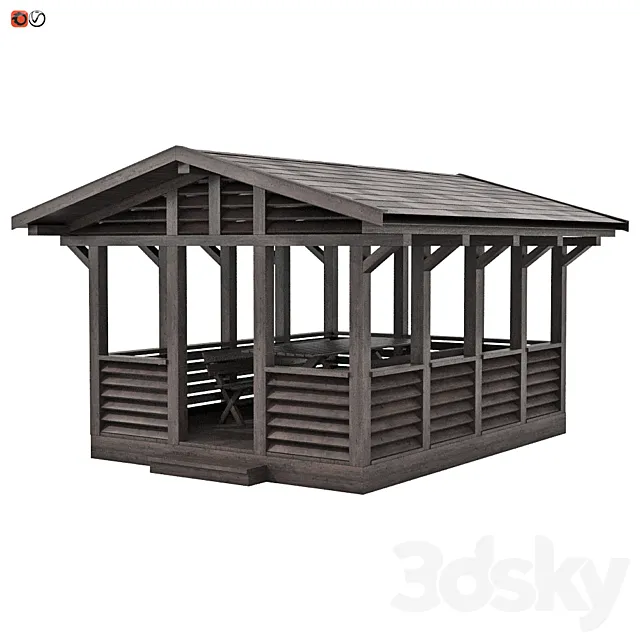 Garden gazebo made of wood 05 3ds Max