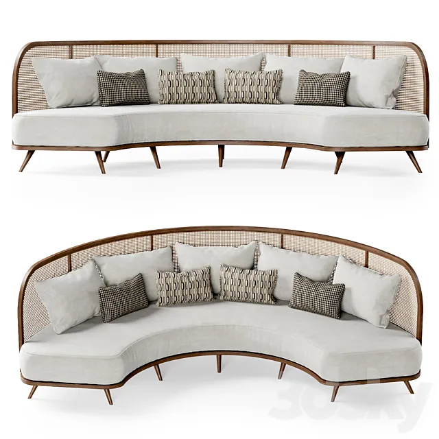 Garden round sofa R156 _ Rattan semicircular sofa 3DS Max Model