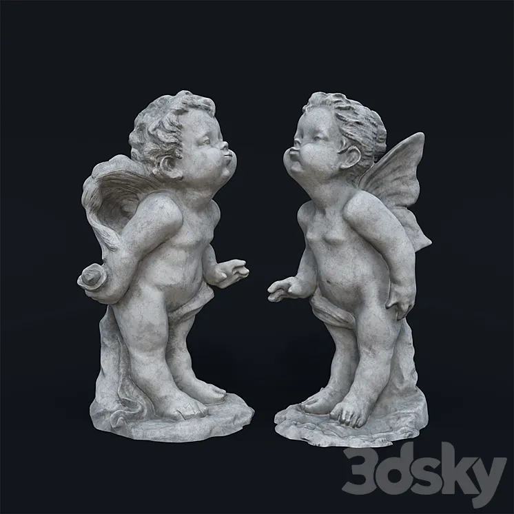 “Garden Sculpture “”Angel's Kiss””” 3DS Max