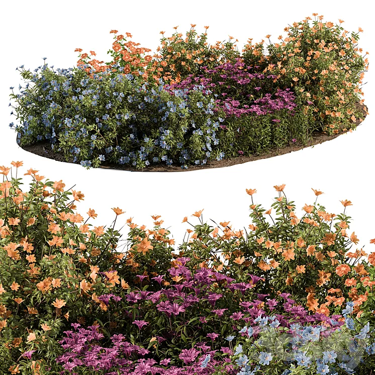 Garden Set colorful Flower Bush – Outdoor Plants Set 424 3DS Max Model