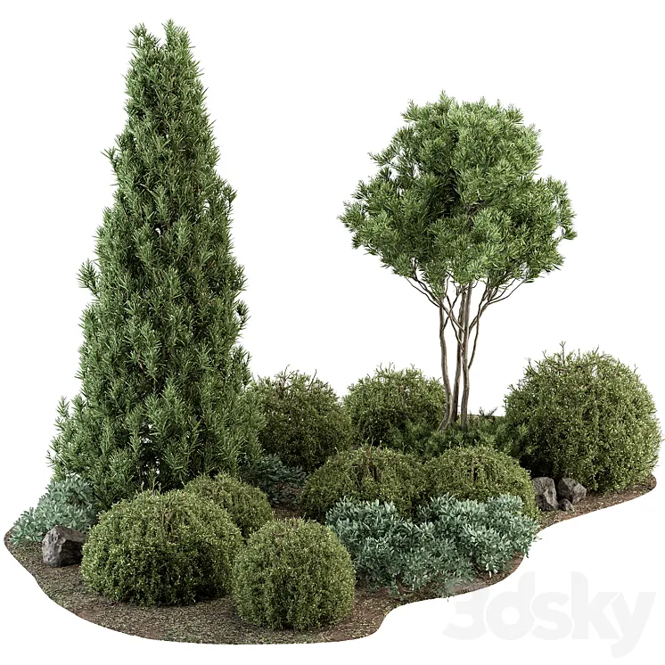 Garden Set Topiary and pine Plants – Outdoor Plants Set 410 3DS Max