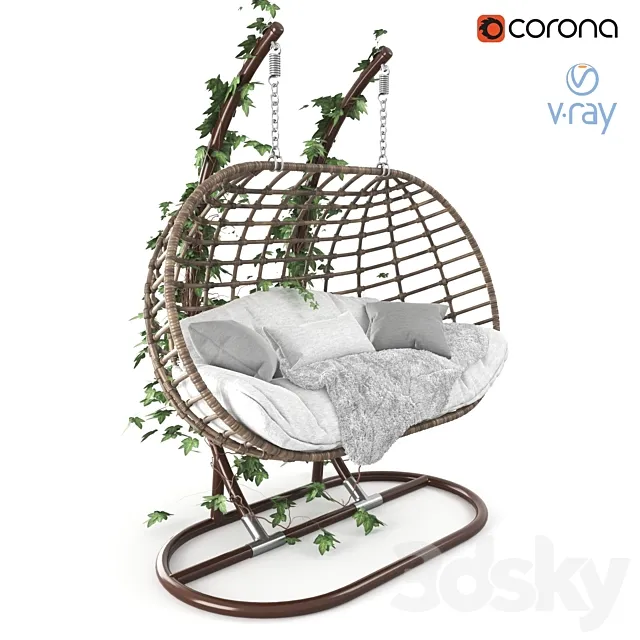 Garden swing hanging “cocoon” of rattan 3DSMax File