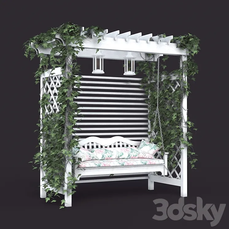 Garden swing in the style of Provence white 3DS Max