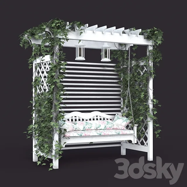 Garden swing in the style of Provence. white 3DSMax File