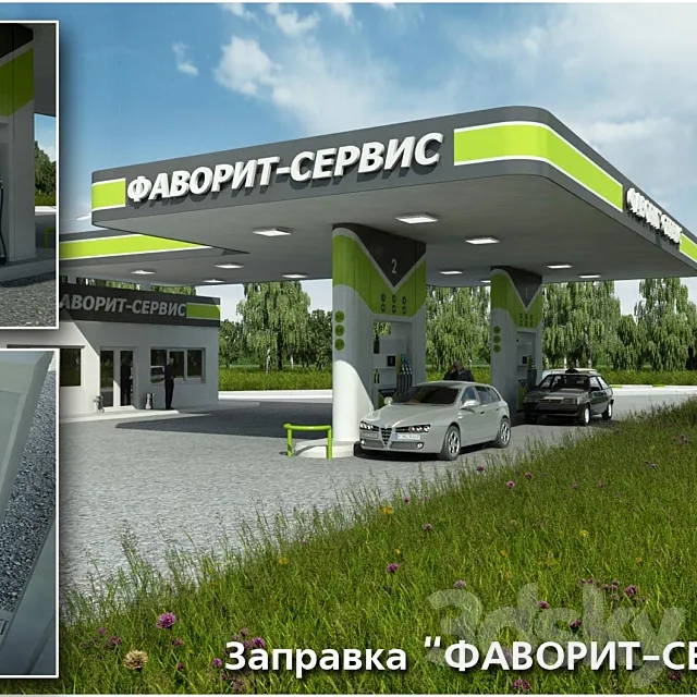 gas station 3DS Max Model