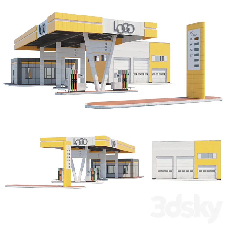 Gas station with SRT 3DS Max