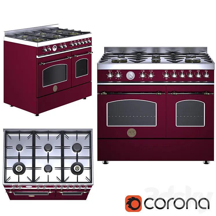 Gas stove HERITAGE-HER100-6-MFE-D-Bertazzoni-268928 3DS Max