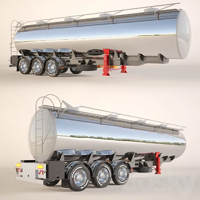 Gasoline Fuel Tanker Trailer – Semitrailer tank for fuel transportation 3DSMax File