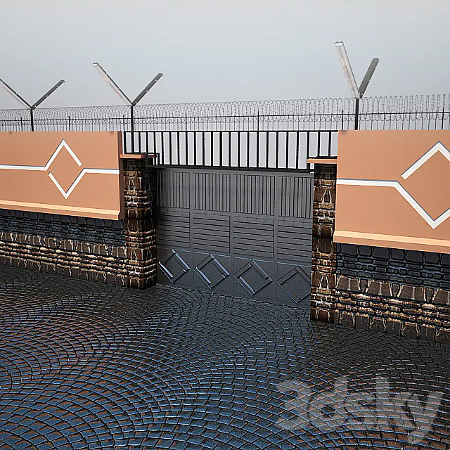 Gated and paving 3ds Max