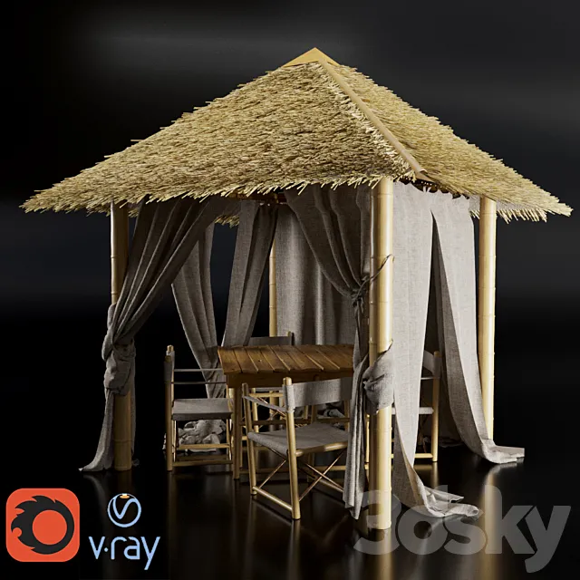 Gazebo of bamboo 3ds Max