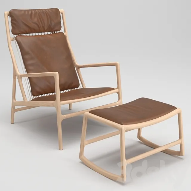 Gazzda Dedo Lounge Chair and Dedo Footstool 3ds Max